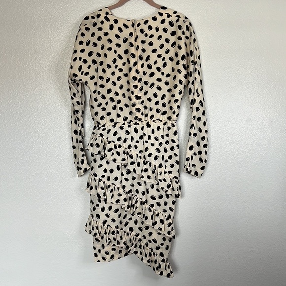 Vintage Sansappelle Silk Ivory and Black PolkaDot Ruffle Dress sz 8 - Picture 7 of 9